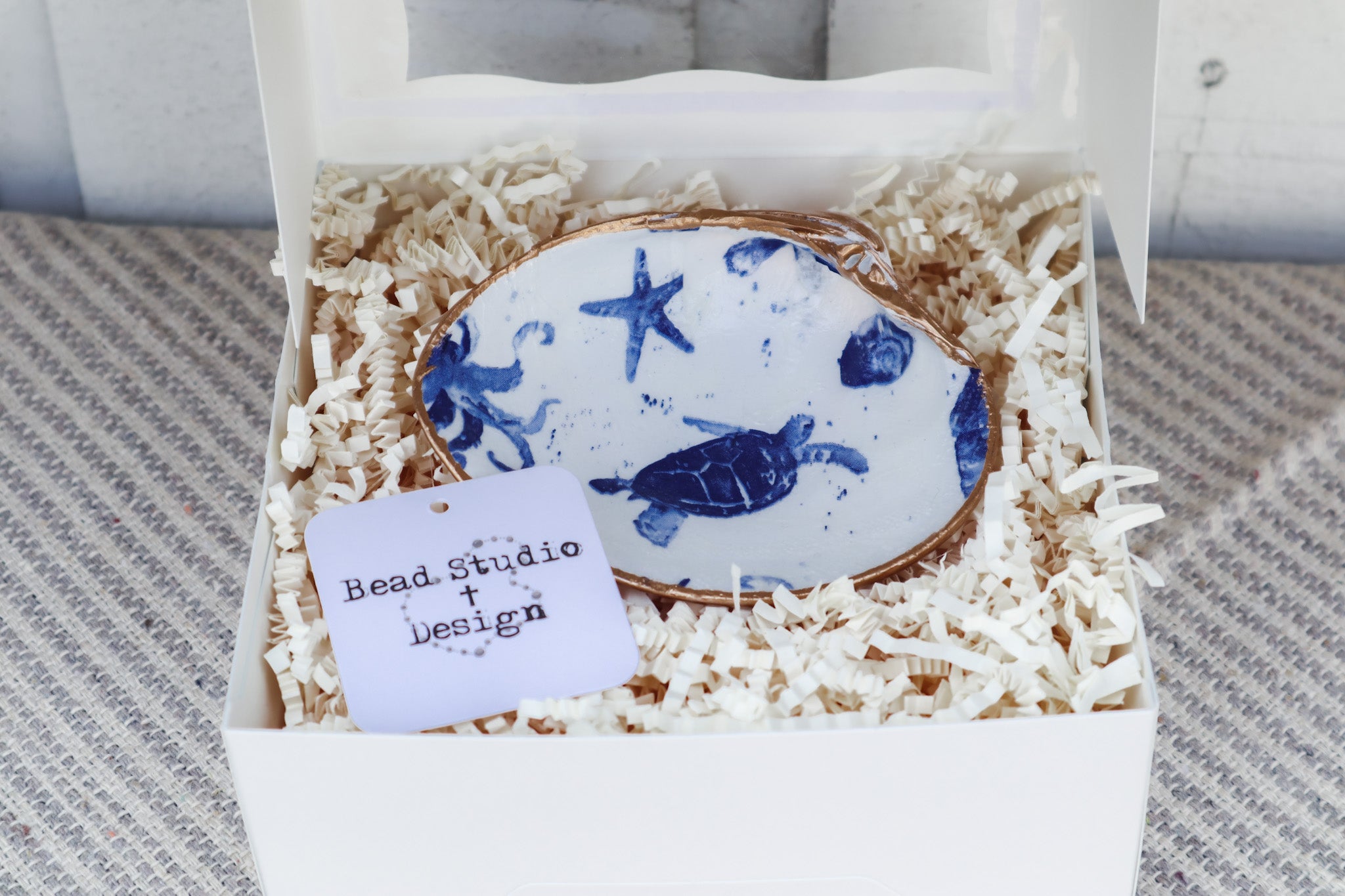 Decoupage Oyster and Clam Shell Ring Dish